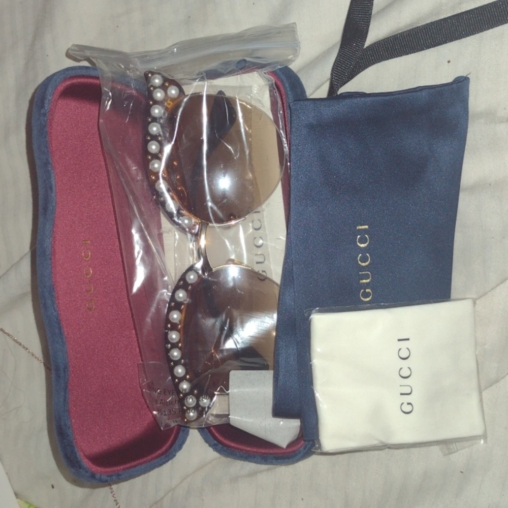 Gucci Fashion Women's Cat Eye Faux Pearl Sunglasses